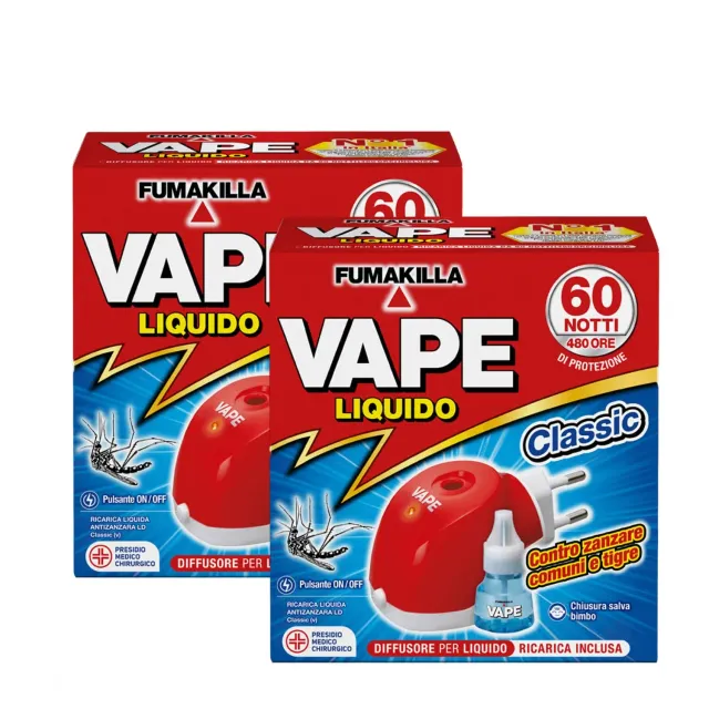 Vape Classic Diffusore Elettrico Zanzare + Ricarica 60 Notti 30 ml