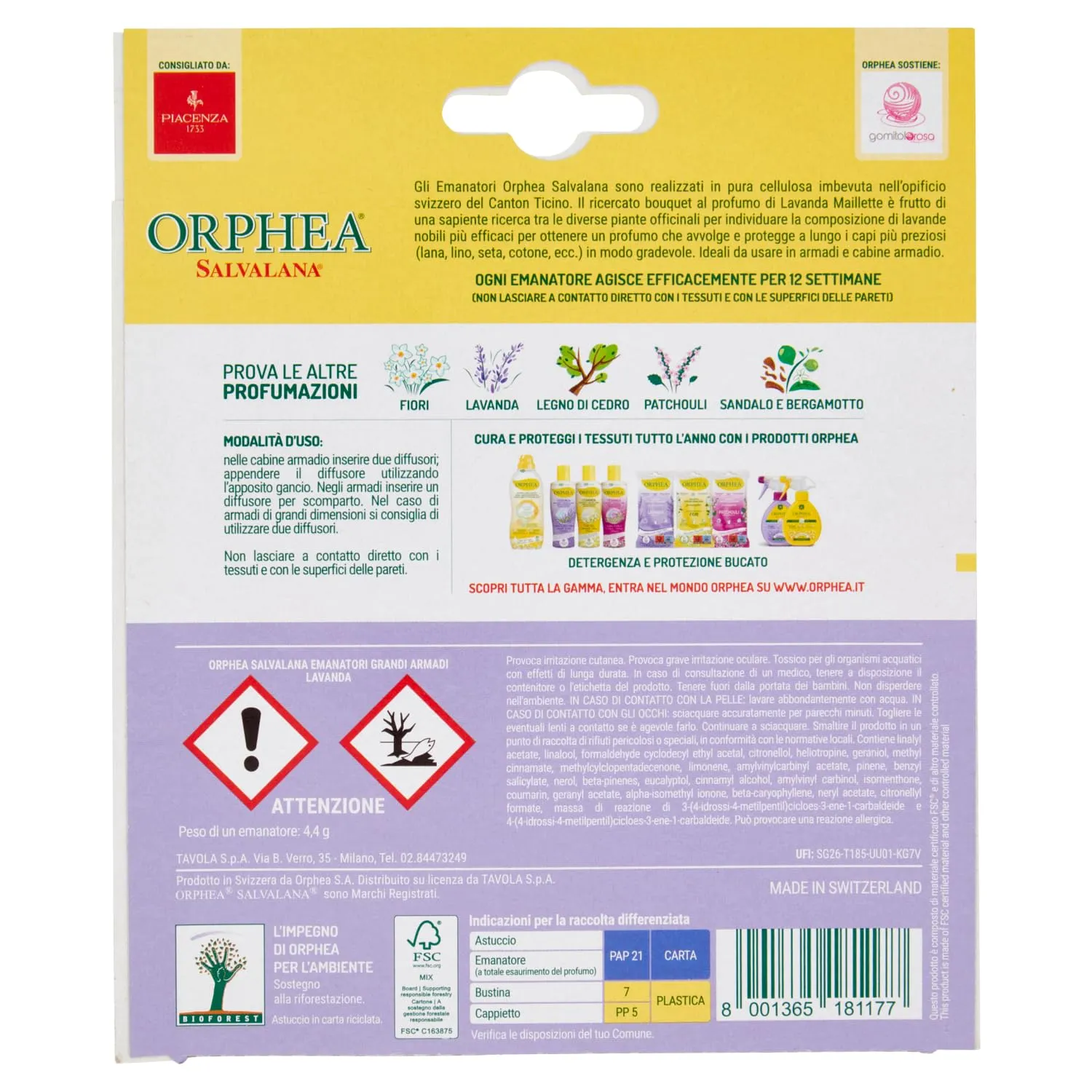 Orphea Salvalana emanatori antitarme lavanda 2 pezzi